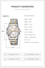 SKMEI 9369 New Fashion Luxury Stainless Steel Quartz Watch - Image 6